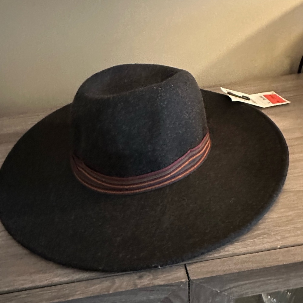 Zara Dark Gray Wool Hat with Multi Color Band